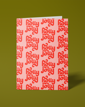 Holly Jolly Pattern - Hand Lettering Greeting Card - 1