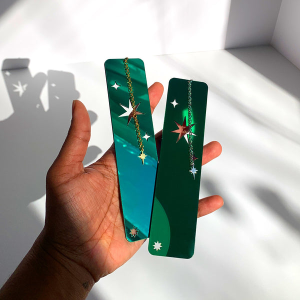 Blue Iridescent Celestial Lasercut Acrylic Bookmark - 2