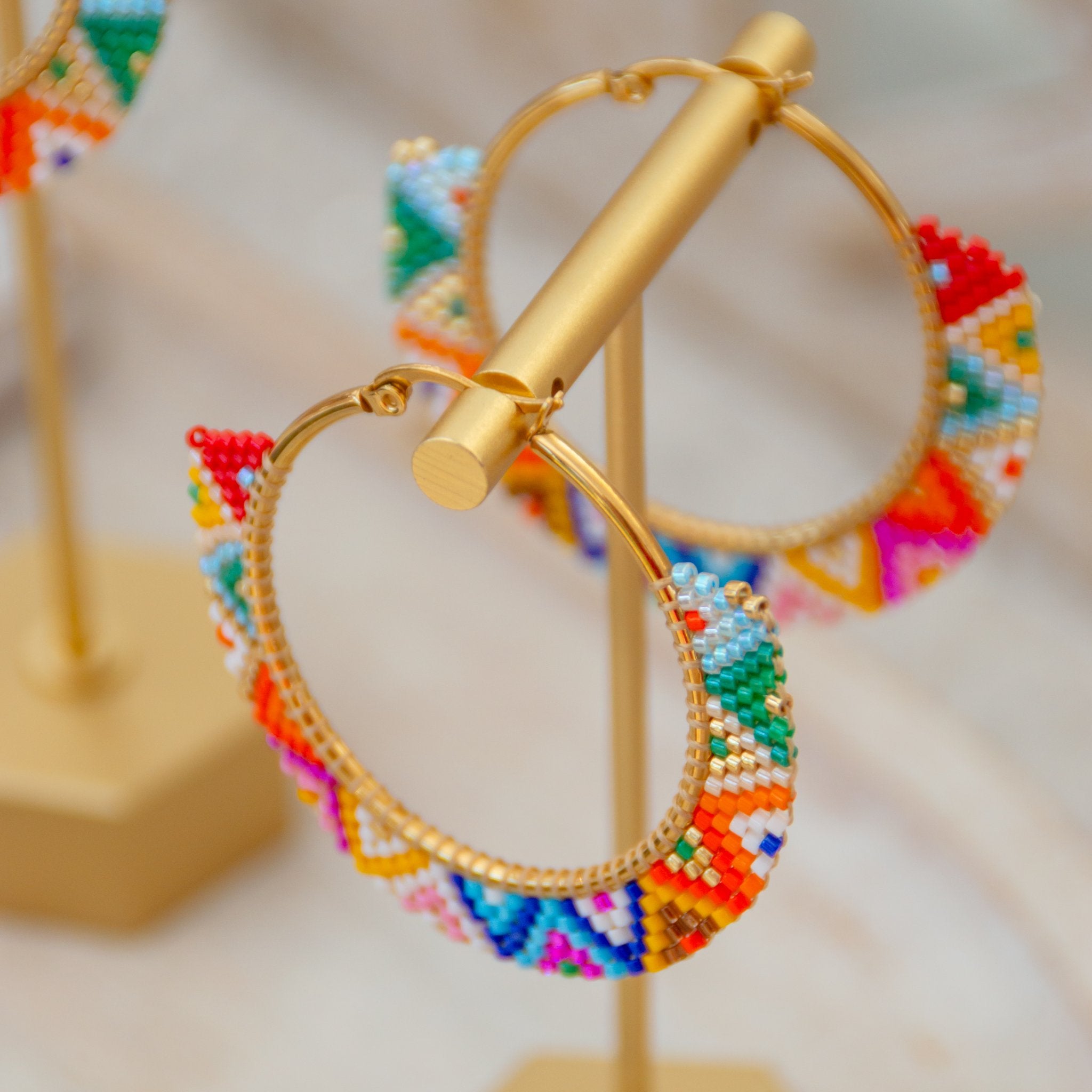 Stylish Multicolor Patterned Headband and Hoop Earrings Set Headband Earring Set - Etsy main image 3
