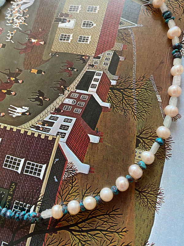 Yin Yang Chokers Mixed Stones and Fresh Water Pearls