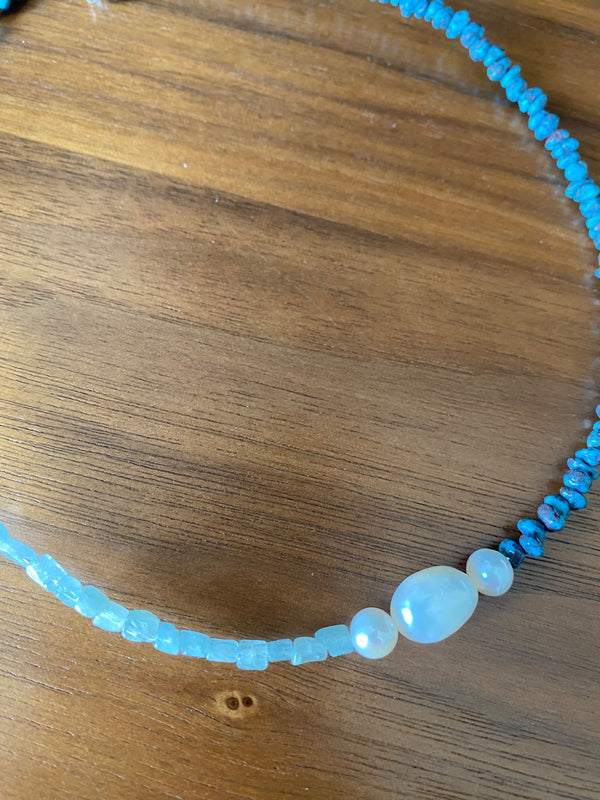 Yin Yang Chokers Mixed Stones and Fresh Water Pearls