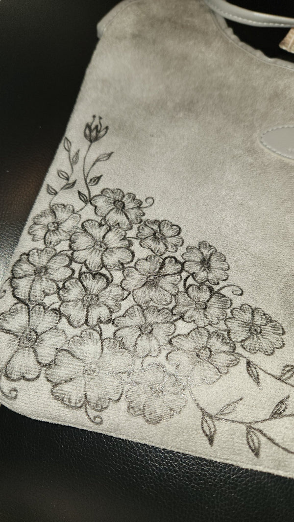 Gray Flowers Purse