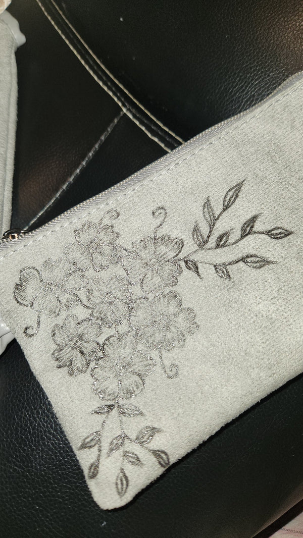 Gray Flowers Purse