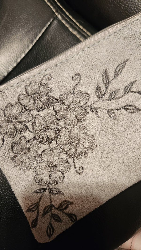 Gray Flowers Purse