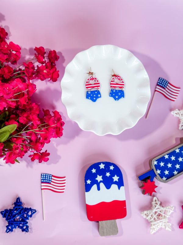 USA Flag Swimsuit Earrings