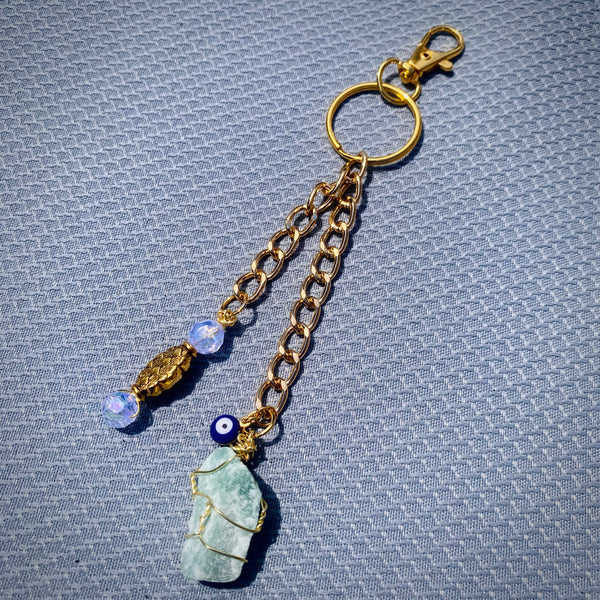 Raw Crystal Chainlink Keychains