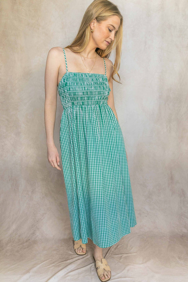 Gingham Print Smocked Bodice Dress – Mosaic Makers Collective