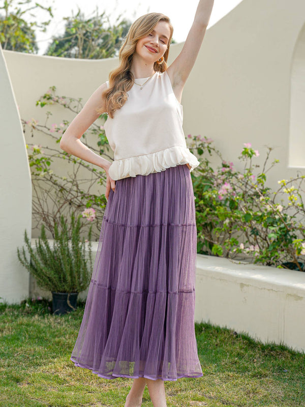 Sparkling Lavender Dream Tulle Midi Skirt