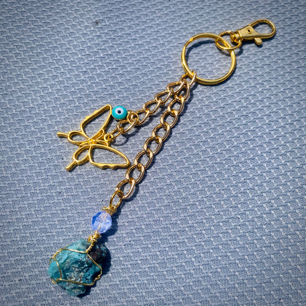 Raw Crystal Chainlink Keychains