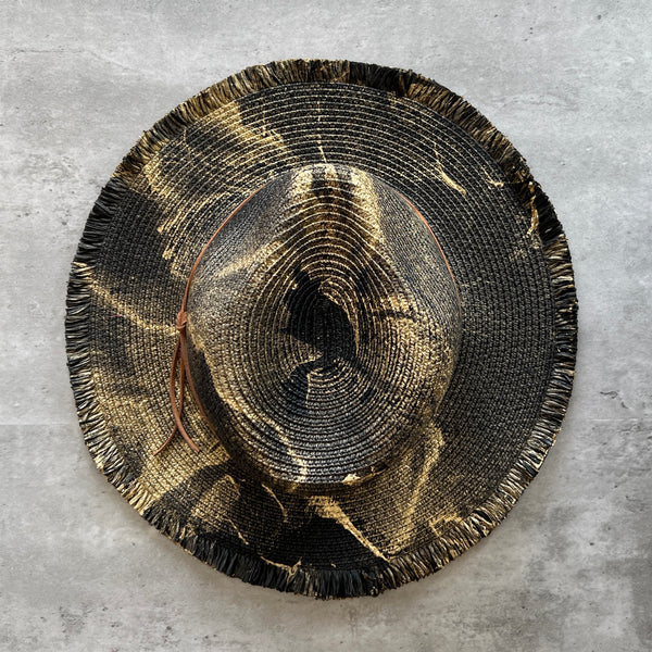 Gold Marbled Straw Hat