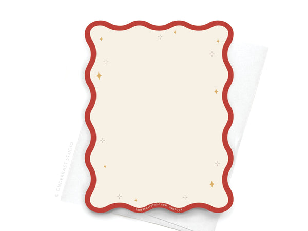 Wavy Die Cut TS Red Notecard