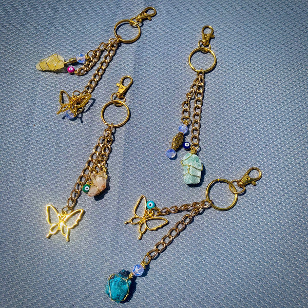 Raw Crystal Chainlink Keychains // Assorted