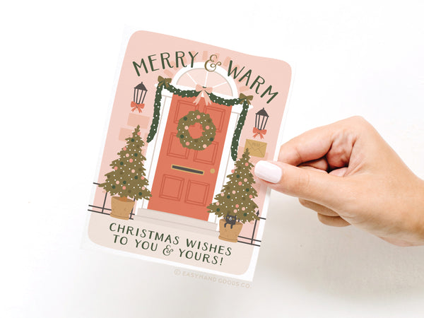 Merry & Warm Christmas Wishes Door Greeting Card - HS