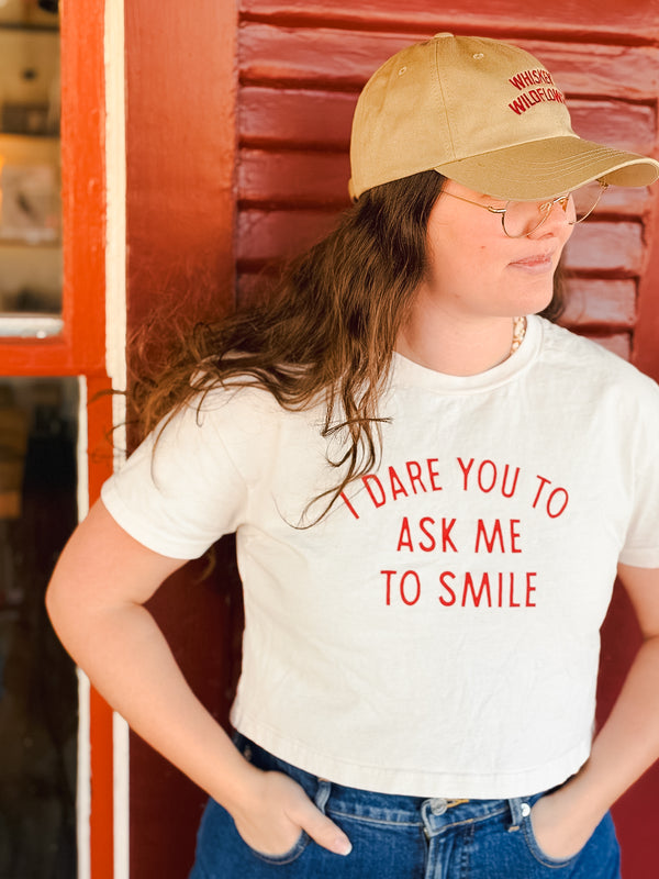 I Dare You To Ask Me To Smile Crop Tee