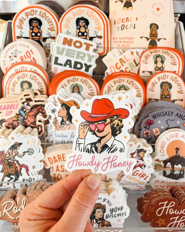 Howdy Honey Cowgirl Die Cut Sticker