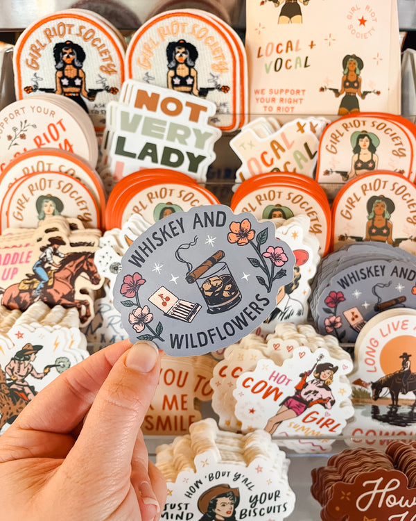 Whiskey and Wildflowers Die Cut Sticker