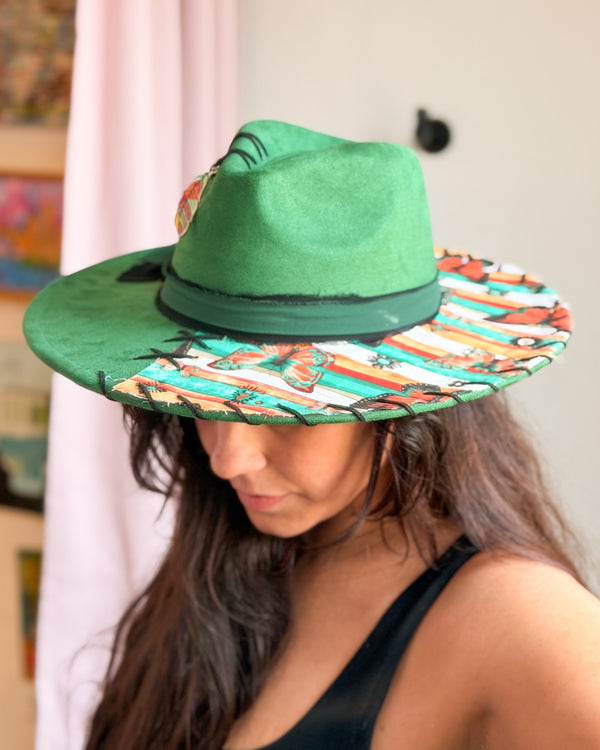 Green Butterfly Flatbrim Hat