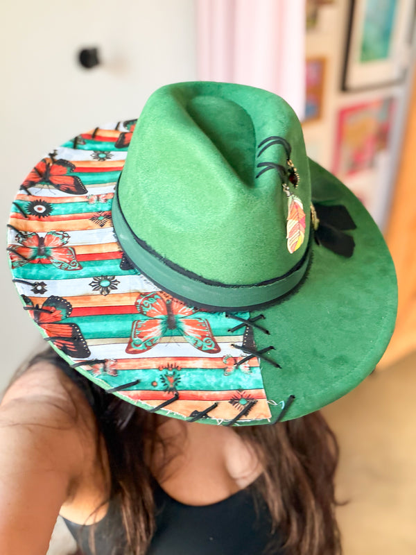 Green Butterfly Flatbrim Hat