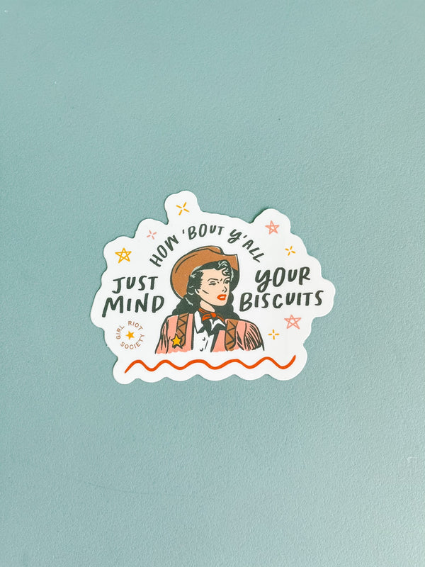 Girl Riot Society Die Cut Sticker - Mind Your Biscuits