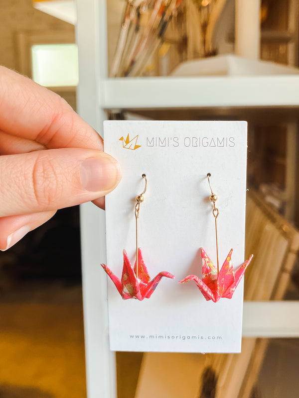 Origami Single Crane Earrings - Large