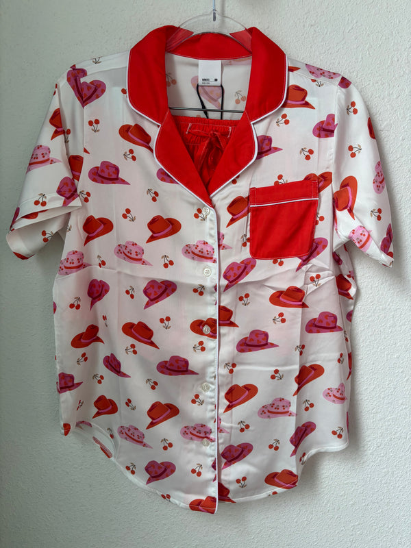 Howdy Honey Hats Satin PJ Set