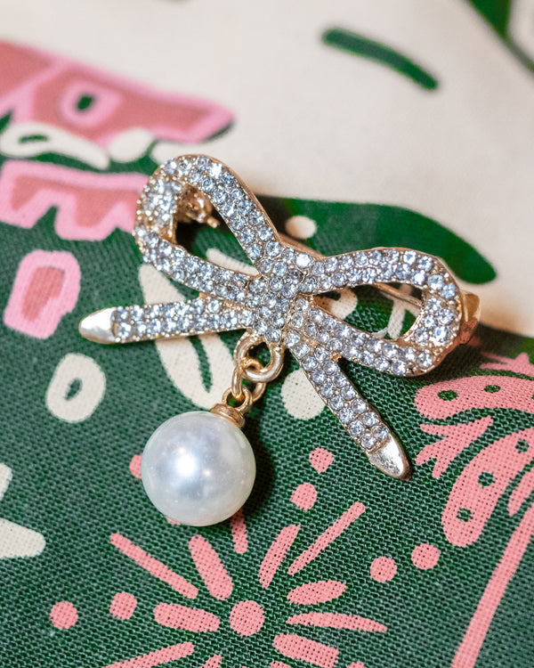 Bandana Brooch - Bow + Pearl - Wholesale