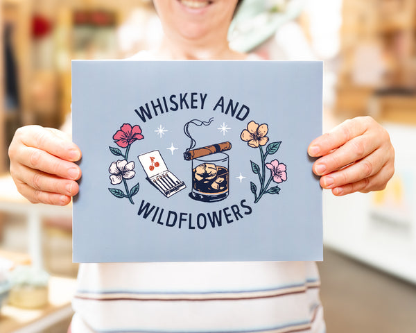 Girl Riot Society Art Print - "Whiskey and Wildflowers"