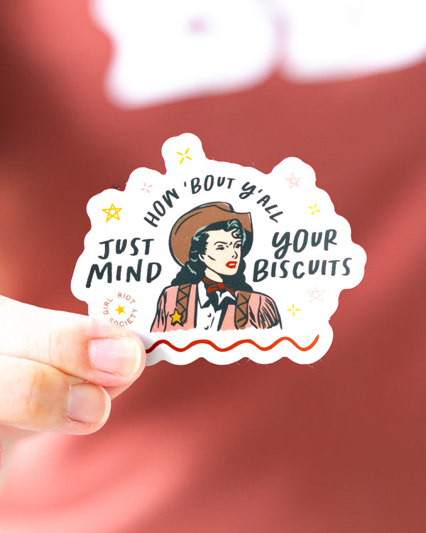 Girl Riot Society Die Cut Sticker - Mind Your Biscuits