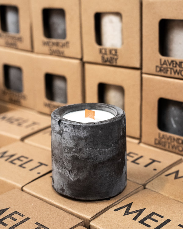 MELT. Pure Soy, Wood Wick Candle in Concrete Vessel