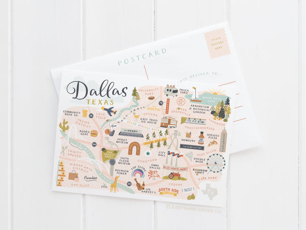 Dallas Map Postcard