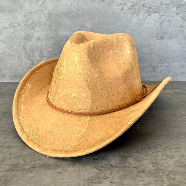 Gold Marbled Felt Cowboy Hat
