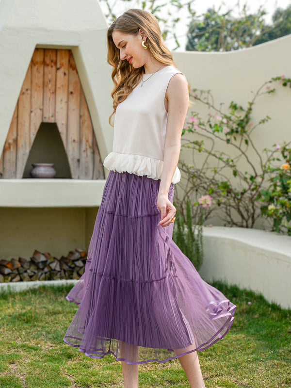 Sparkling Lavender Dream Tulle Midi Skirt