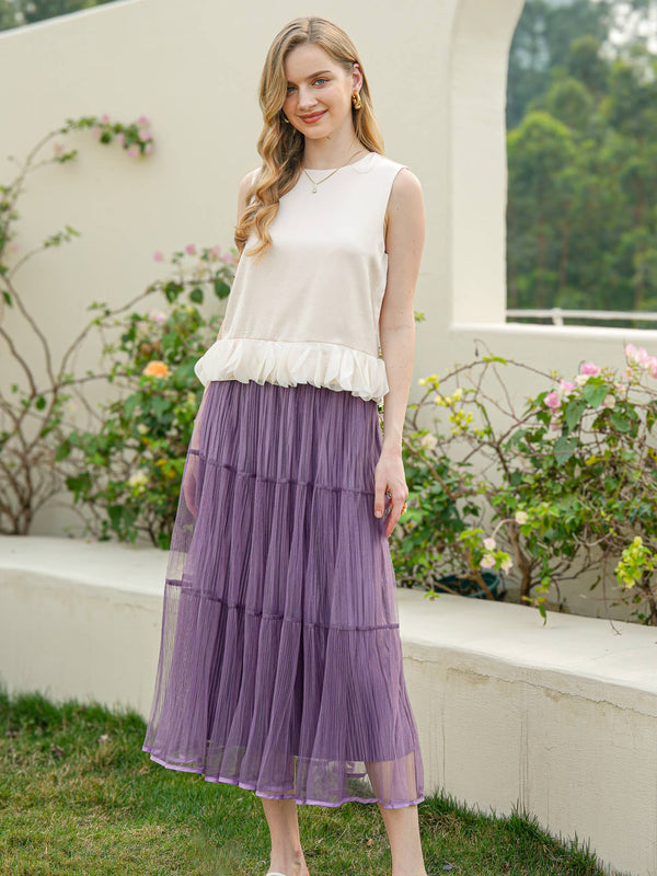 Sparkling Lavender Dream Tulle Midi Skirt