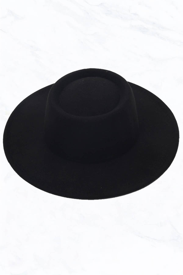 Wide Brim Fedora Hat Black Round Hat Mens Fine Fur Felt Fedora