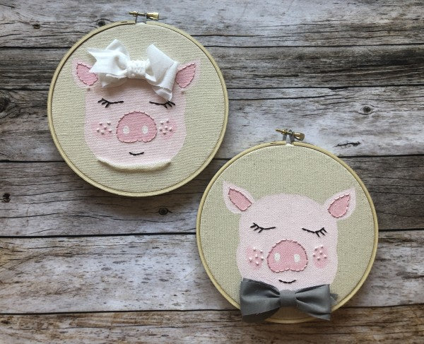 Sleeping Animal Faces Embroidery Hoops