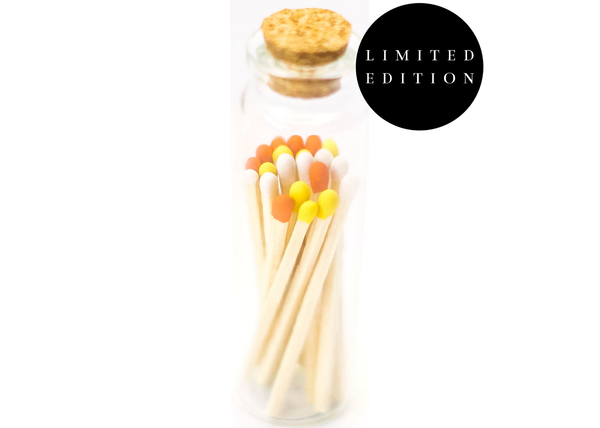 Candy Corn Colored Tips Decorative Matches In Jar