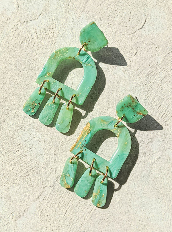 Blakely Jade & Gold Clay Earrings - 1
