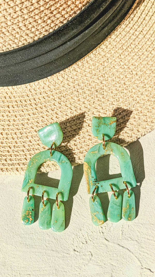 Blakely Jade & Gold Clay Earrings - 2