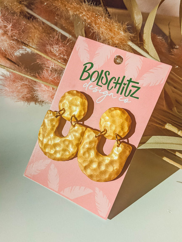 Ola Hammered Gold Clay Earrings - 3