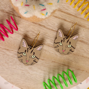 Grey Tabby Cat Hoops - 1