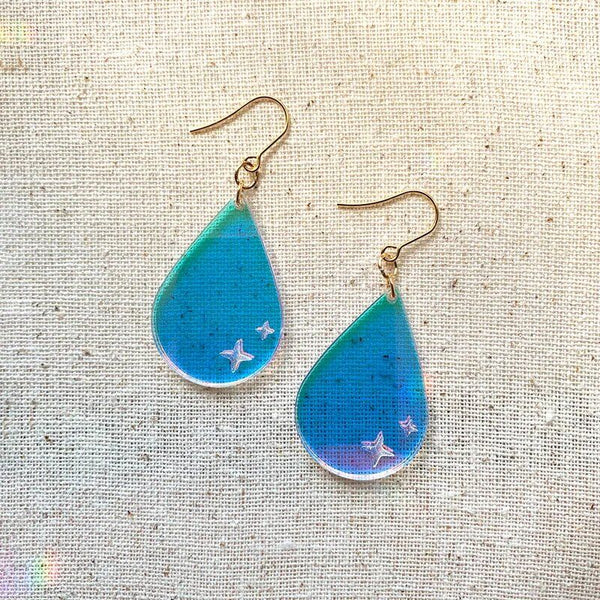 Iridescent Teardrop Acrylic Earrings - 1