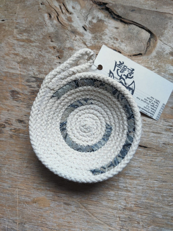 Small Cotton Rope Bowl - Grey Seas - 1