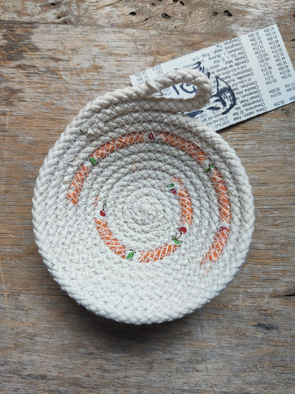 Small Cotton Rope Bowl - Orange - 1