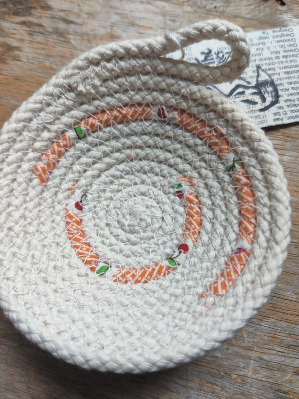 Small Cotton Rope Bowl - Orange - 2