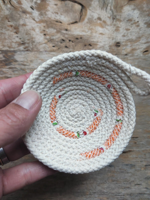Small Cotton Rope Bowl - Orange - 3