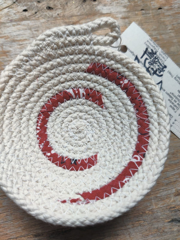 Small Cotton Rope Bowl - Bandana Red - 2