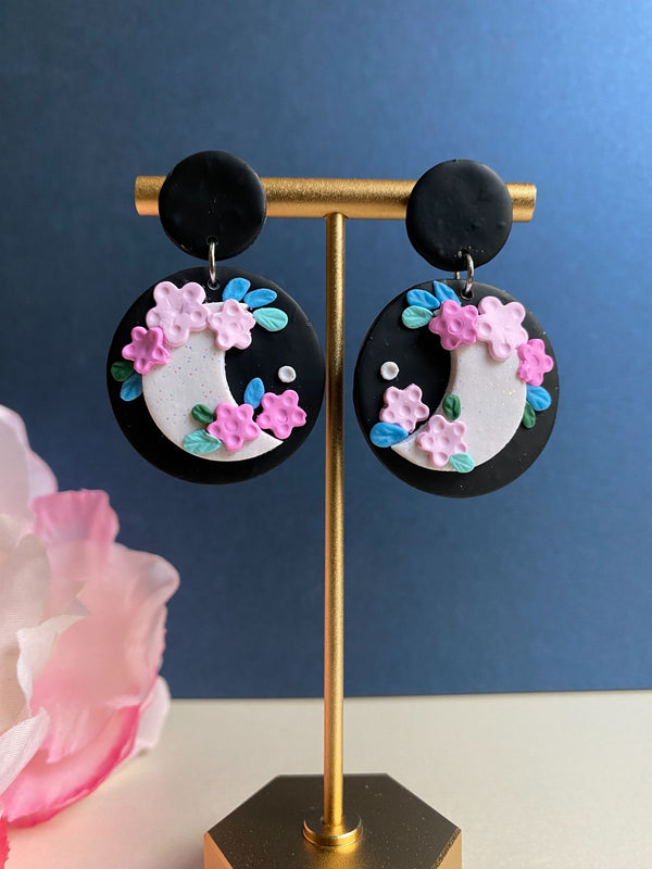 Moon Cherry Blossom Earrings - 1