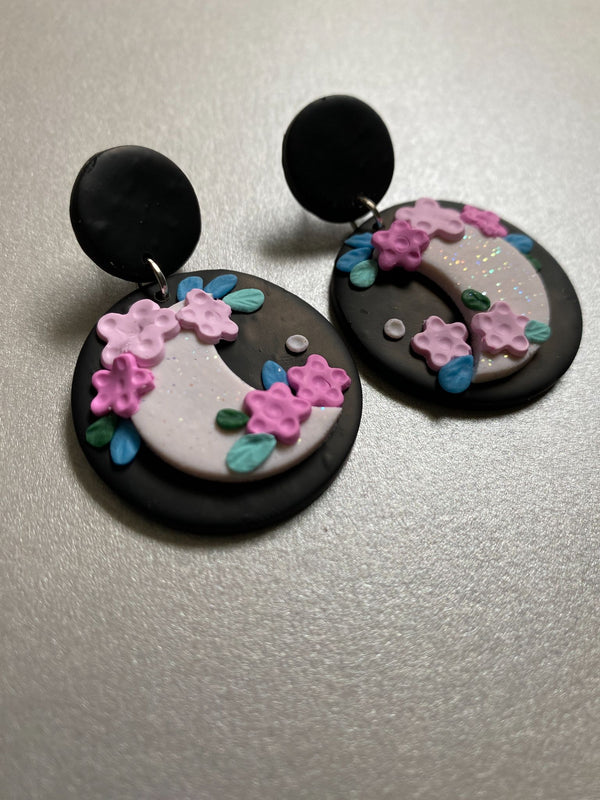 Moon Cherry Blossom Earrings - 3