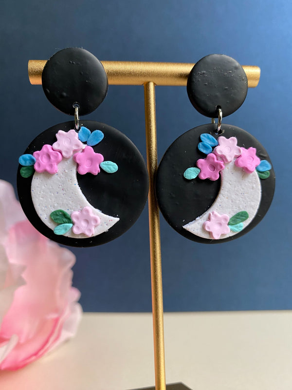 Moon Cherry Blossom Earrings - 4
