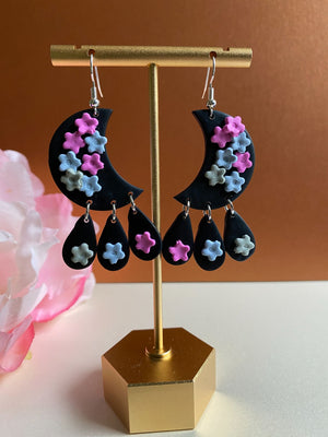 Moon Shaped Flower Earrings - 1
